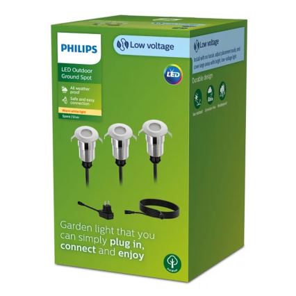 Philips - НАБОР 3x Светодиодный уличный встроенный светильник SPORE LED/1W/24/230V IP67