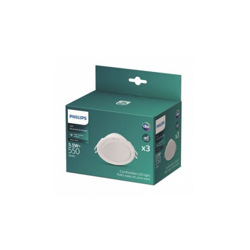 Philips - НАБОР 3x Светодиодный встроенный светильник LED/5,5W/230V