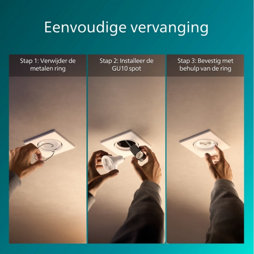 Philips - набор из 3 встраиваемых потолочных светильников PERIDOT 1xGU10/7W/230V белый