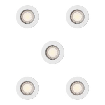 Philips - набор из 5 встраиваемых потолочных светильников PERIDOT, 1xGU10/7W/230V, белый