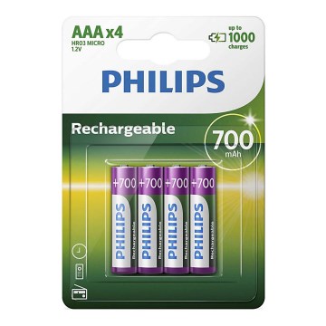 Philips R03B4A70/10 - 4 шт. Акумулятор AAA MULTILIFE NiMH/1,2V/700 mAh