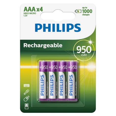 Philips R03B4A95/10 - Аккумуляторная батарейка AAA MULTILIFE NiMH/1,2V/950 mAh 4 шт.