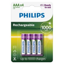 Philips R03B4RTU10/10 - Аккумуляторные батарейки AAA MULTILIFE NiMH/1,2V/1000 мАч 4 шт.