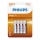 Philips R03L4B/10 - 4 шт. Цинк-хлоридна батарея AAA LONGLIFE 1,5V 450mAh