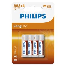 Philips R03L4B/10 - 4 шт. Цинк-хлоридна батарея AAA LONGLIFE 1,5V 450mAh