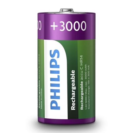 Philips R14B2A300/10 - Аккумуляторные батарейки C MULTILIFE NiMH/1,2V/3000 mAh 2 шт.