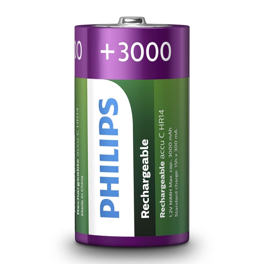 Philips R14B2A300/10 - Аккумуляторные батарейки C MULTILIFE NiMH/1,2V/3000 mAh 2 шт.