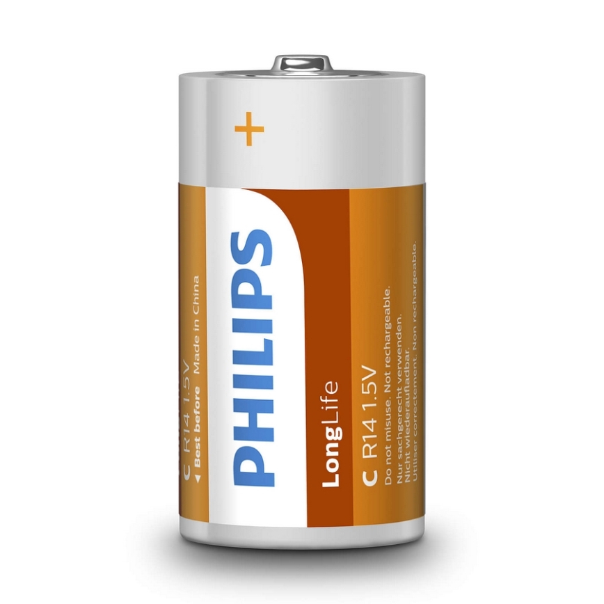 Philips R14L2B/10 - Цинк-хлоридная батарейка C LONGLIFE 1,5V 2800 mAh 2 шт.