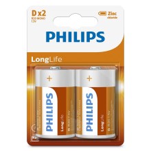 Philips R20L2B/10 - 2 шт. Цинк-хлоридна батарея D LONGLIFE 1,5V 5000mAh