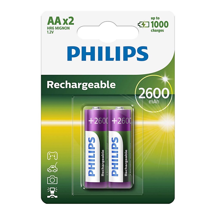 Philips R6B2A260/10 - 2 шт Батарейки акумуляторні AA MULTILIFE NiMH/1,2V/2600 mAh