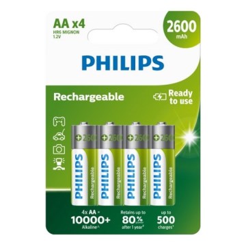 Philips R6B4B260/10 - 4 шт. акумуляторні батареї AA NiMH/1,2В/2600 мАг