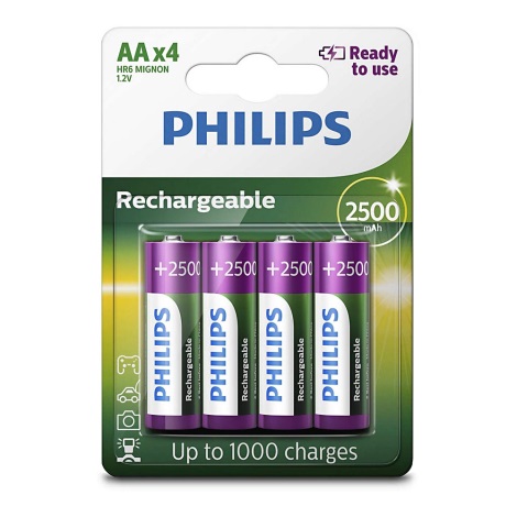 Philips R6B4RTU25/10 - Аккумуляторные батарейки AA MULTILIFE NiMH/1,2V/2500 мАч 4 шт.