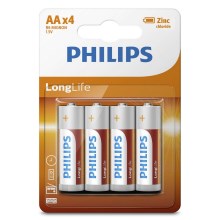Philips R6L4B/10 - 4 шт. Цинк-хлоридна батарея AA LONGLIFE 1,5V