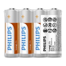 Philips R6L4F/10 - 4 шт. Цинк-хлоридна батарея AA LONGLIFE 1,5V 900mAh