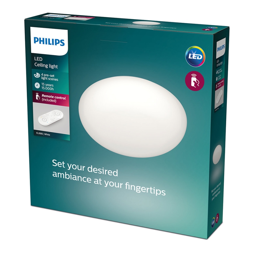 Philips - Світлодіодний стельовий світильник із регульованою яскравістю LED/23W/230V + дистанційний пульт керування