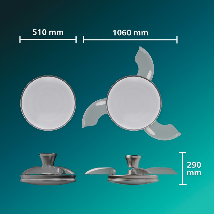 Philips - LED димований стельовий світильник з вентилятором ATLAS LED/35W/230V матовий хром + дистанційне керування