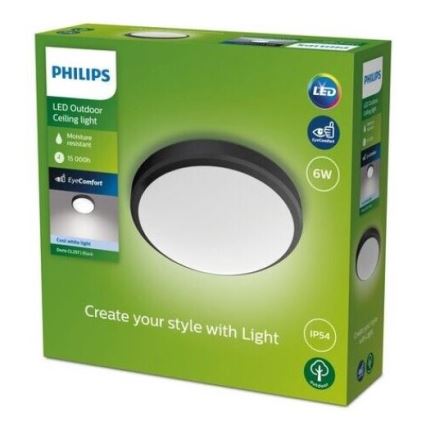 Philips - Стельовий LED світильник для ванної LED/6W/230V 4000K IP54 чорний