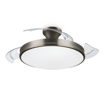 Philips-Стельовий LED світильник з вентилятором BLISS LED/35W/230V 5500/4000/2700K нікель + пульт дистанційного керування