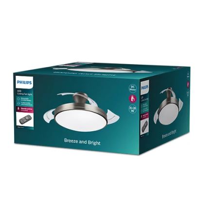 Philips-Стельовий LED світильник з вентилятором BLISS LED/35W/230V 5500/4000/2700K нікель + пульт дистанційного керування