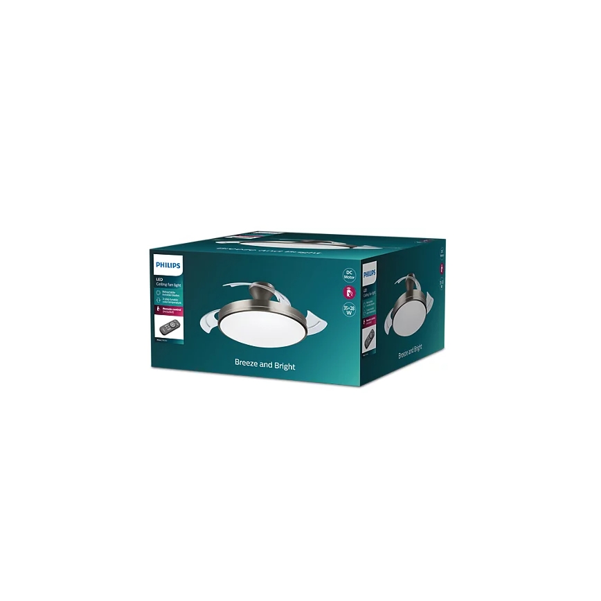Philips-Стельовий LED світильник з вентилятором BLISS LED/35W/230V 5500/4000/2700K нікель + пульт дистанційного керування