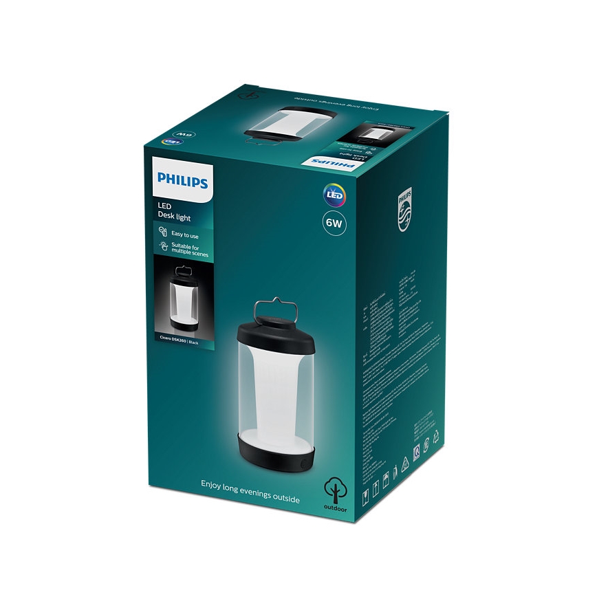 Philips - Светодиодная переносная лампа с регулированием яркости CICERO LED/6W/5V IP54 1200 mAh