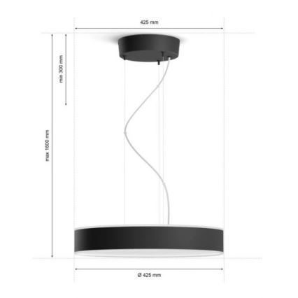 Philips - Светодиодная подвесная люстра с регулированием яркости Hue LED/33,5W/230V 2200-6500K черный + дистанционное управление