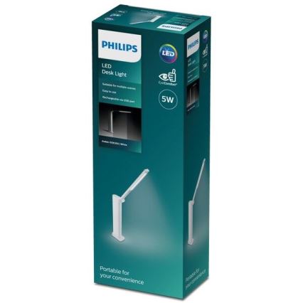 Philips - Светодиодная сенсорная настольная лампа с регулированием яркости AMBER LED/5W/5V белая