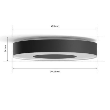 Philips - Светодиодный диммируемый потолочный RGB-светильник Hue INFUSE LED/52,5W/230V 2000-6500K ⌀ 425 мм черный