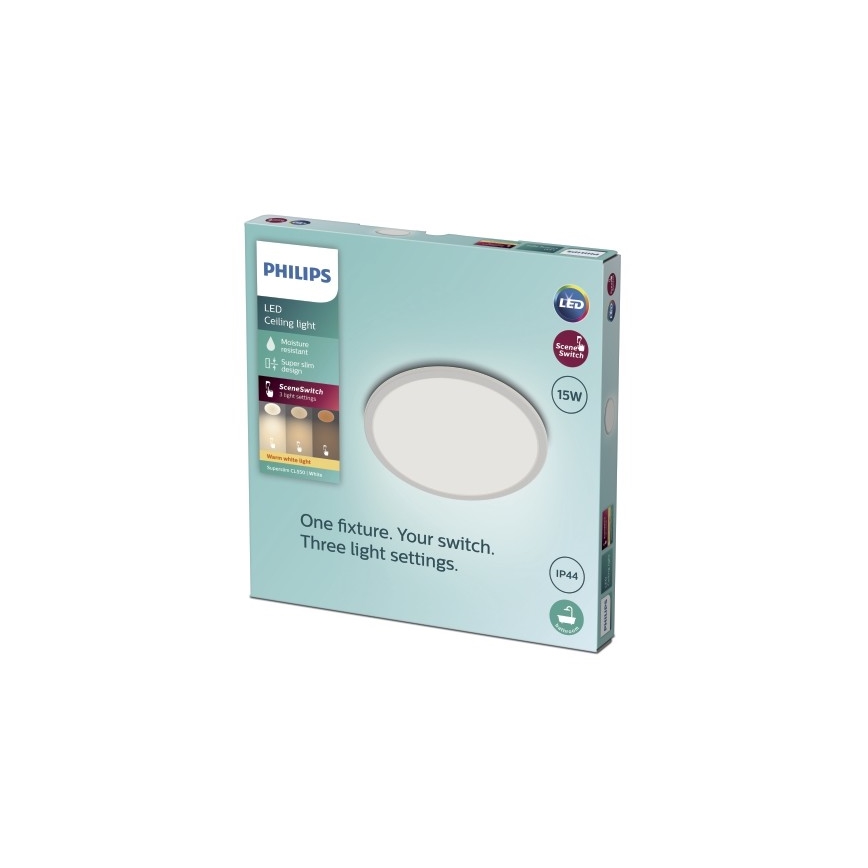 Philips - Светодиодный диммируемый потолочный светильник для ванной комнаты SCENE SWITCH LED/15W/230V IP44 2700K