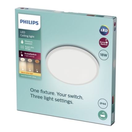 Philips - Светодиодный диммируемый потолочный светильник для ванной комнаты SCENE SWITCH LED/18W/230V IP44 2700K