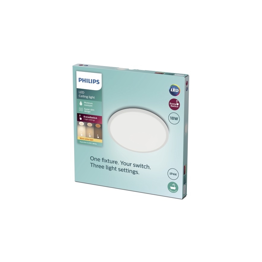Philips - Светодиодный диммируемый потолочный светильник для ванной комнаты SCENE SWITCH LED/18W/230V IP44 2700K