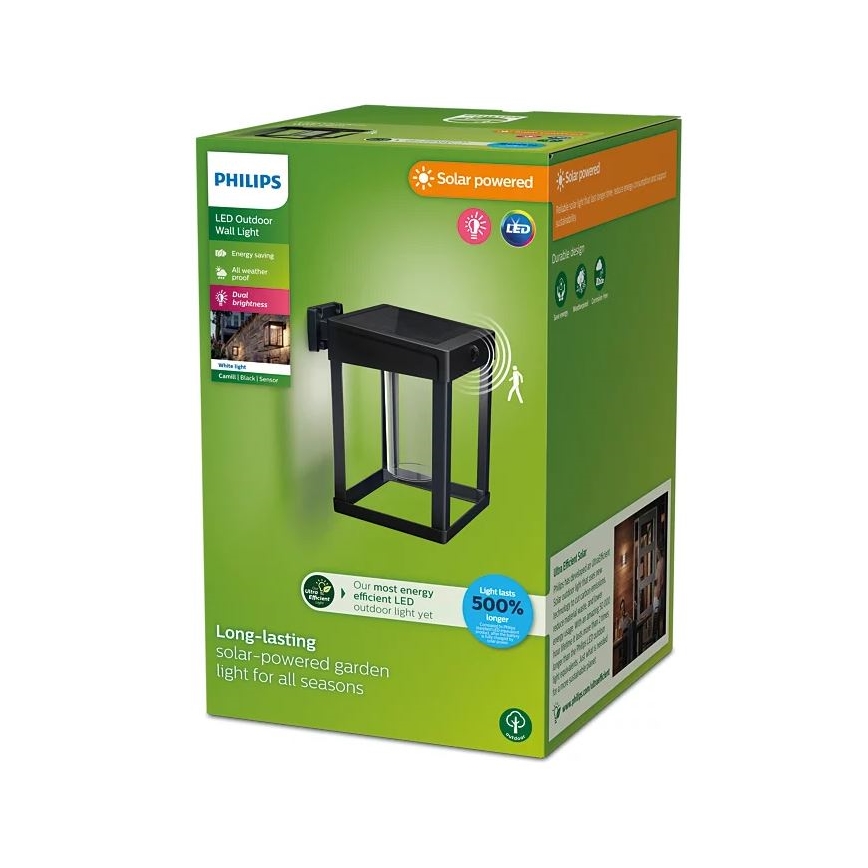 Philips - Светодиодный настенный светильник на солнечной батарее с датчиком CAMILL LED/1,4W/3,7V 2000 mAh IP44