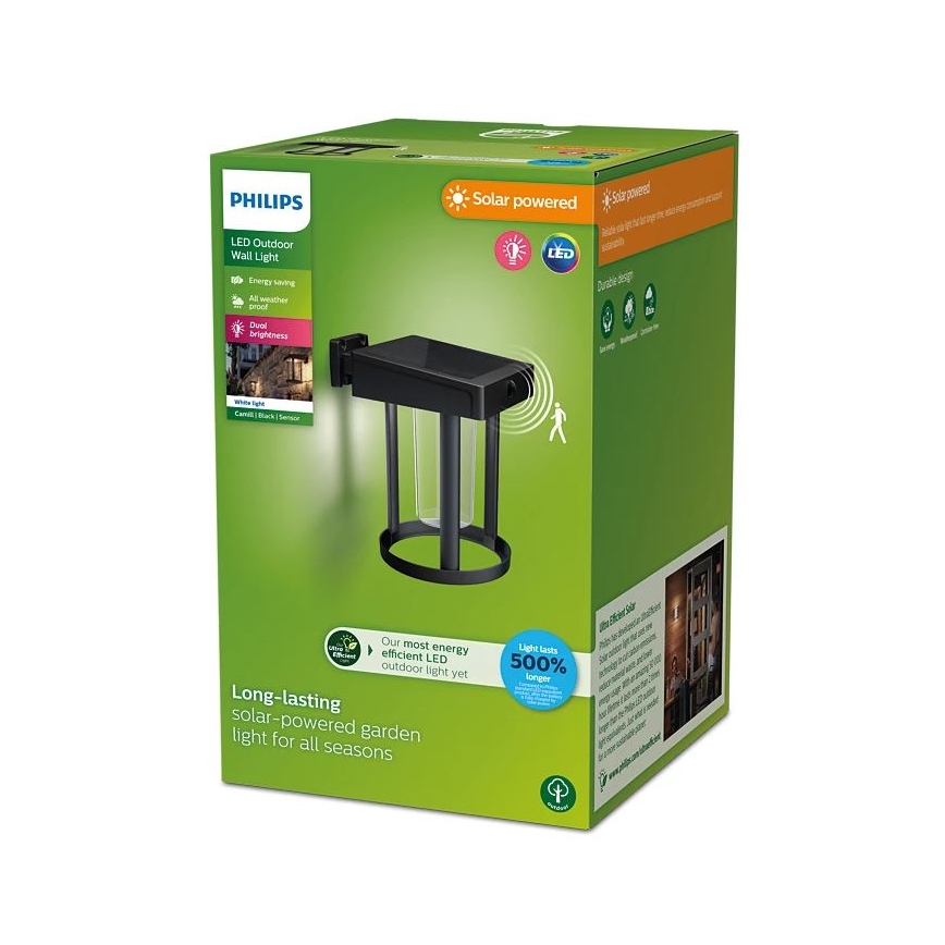 Philips - Светодиодный настенный светильник на солнечной батарее с датчиком CAMILL LED/1,4W/3,7V 2000 mAh IP44