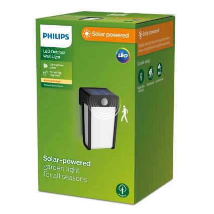 Philips - Светодиодный настенный светильник на солнечной батарее с датчиком SHROUD LED/2,3W/3,7V IP44