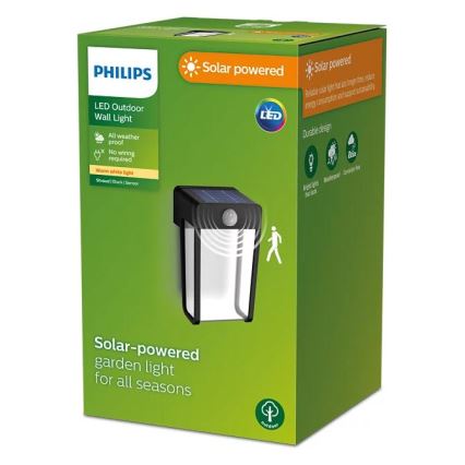 Philips - Светодиодный настенный светильник на солнечной батарее с датчиком SHROUD LED/2,3W/3,7V IP44