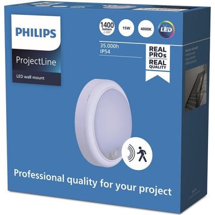 Philips - Светодиодный настенный светильник с датчиком PROJECTLINE LED/15W/230V IP54