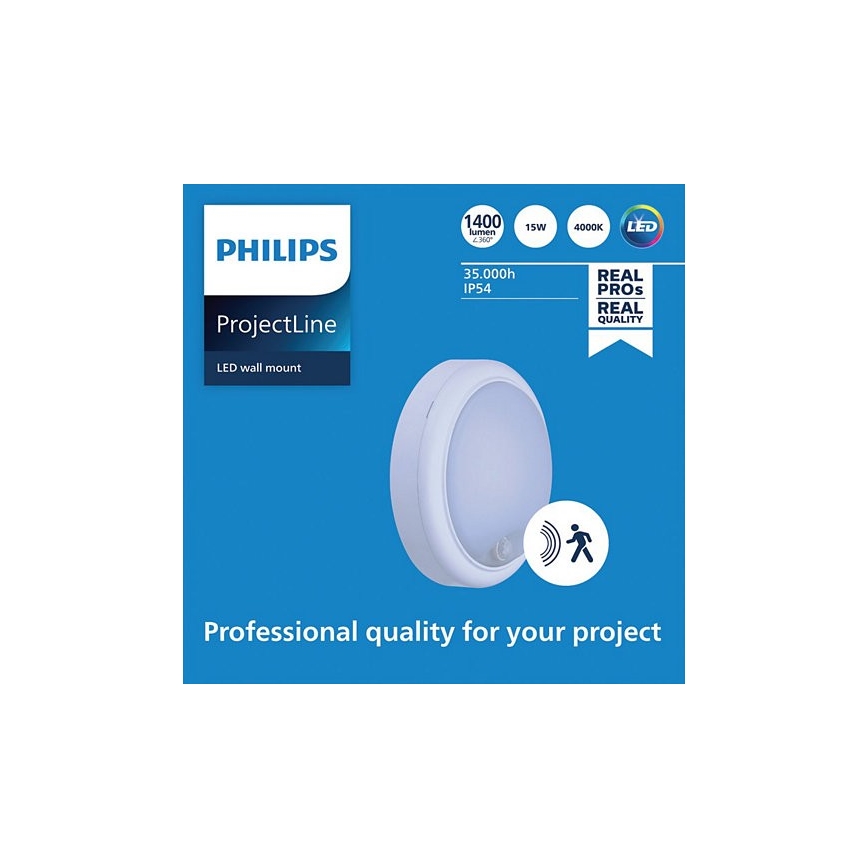Philips - Светодиодный настенный светильник с датчиком PROJECTLINE LED/15W/230V IP54