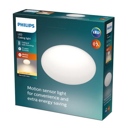 Philips - Светодиодный потолочный светильник с датчиком 1xLED/12W/230V 2700K