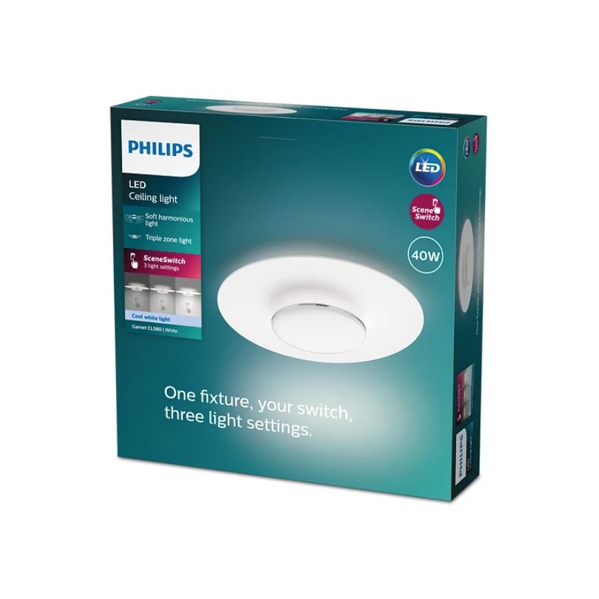 Philips - Светодиодный потолочный светильник с регулированием яркости SCENE SWITCH LED/40W/230V 4000K серебристый