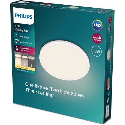 Philips - Светодиодный потолочный светильник с регулированием яркости SCENE SWITCH LED/18W/230V диаметр 30 см 2700K белый