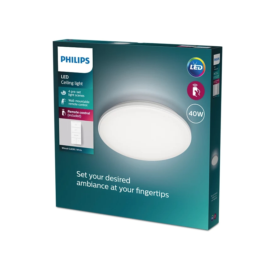 Philips - Светодиодный потолочный светильник с регулированием яркости LED/40W/230V 2700-6500K + дистанционное управление