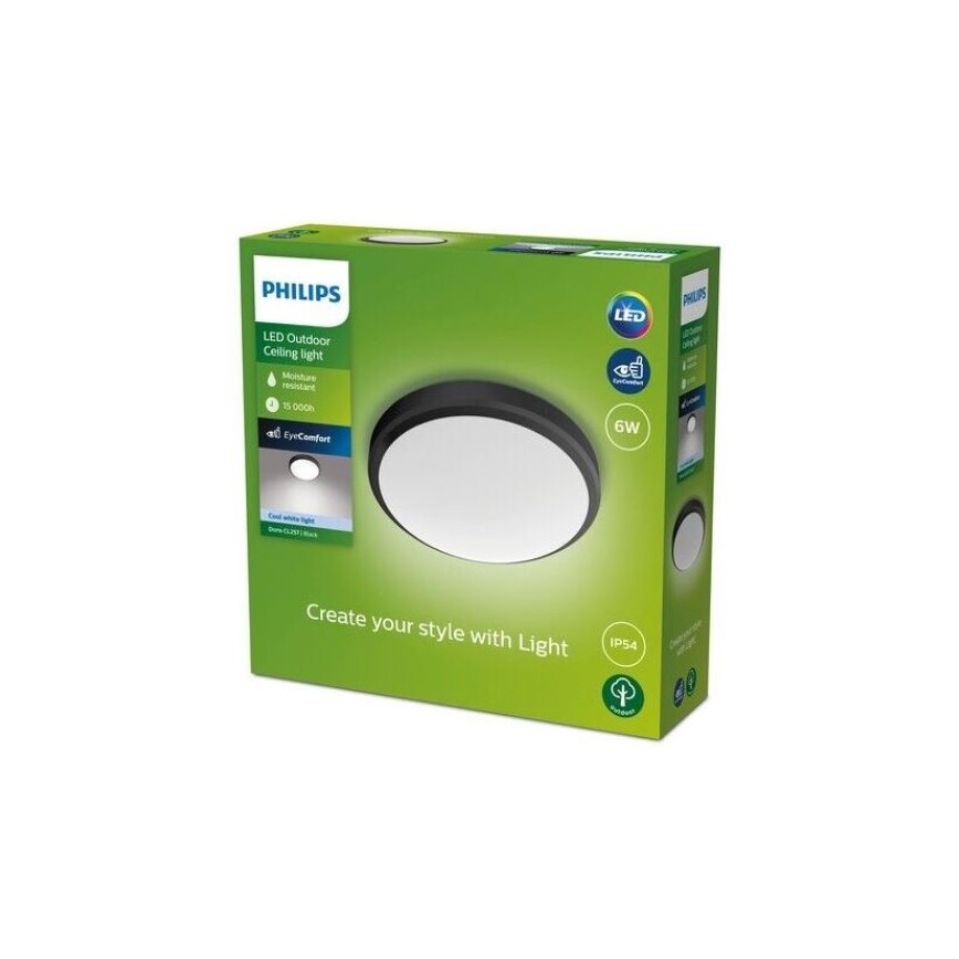 Philips - Светодиодный потолочный светильник для ванной комнаты LED/6W/230V 4000K IP54 черный