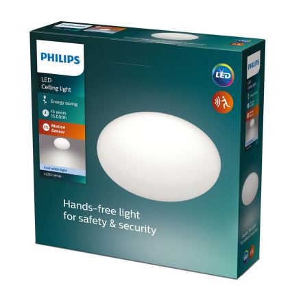 Philips - Светодиодный потолочный светильник с датчиком 1xLED/12W/230V 4000K