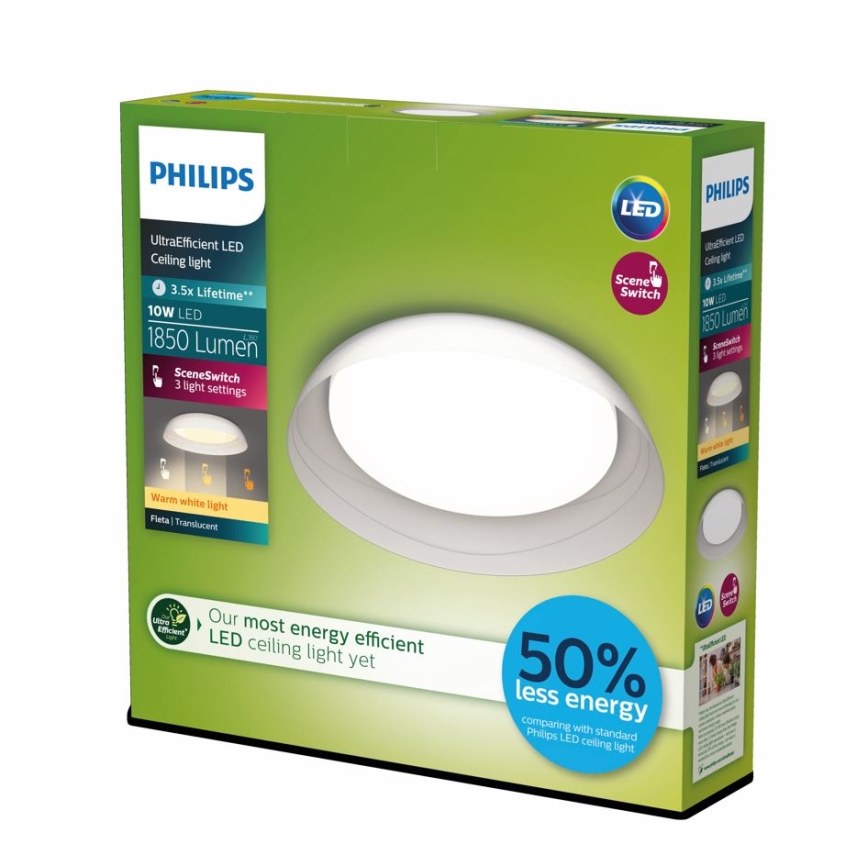 Philips - Светодиодный потолочный светильник с регулированием яркости FLETA SCENE SWITCH LED/10W/230V 2700K прозрачный