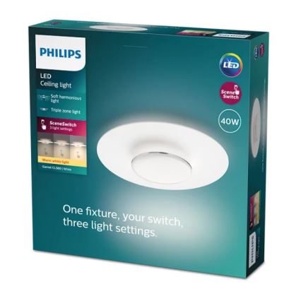 Philips - Светодиодный потолочный светильник с регулированием яркости SCENE SWITCH LED/40W/230V 2700K серебристый