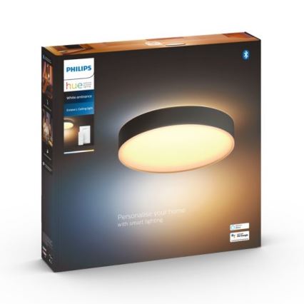 Philips - Светодиодный потолочный светильник с регулированием яркости Hue LED/33,5W/230V 2200-6500K диаметр 425 мм черный + дистанционное управление