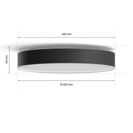 Philips - Светодиодный потолочный светильник с регулированием яркости Hue LED/33,5W/230V 2200-6500K диаметр 425 мм черный + дистанционное управление