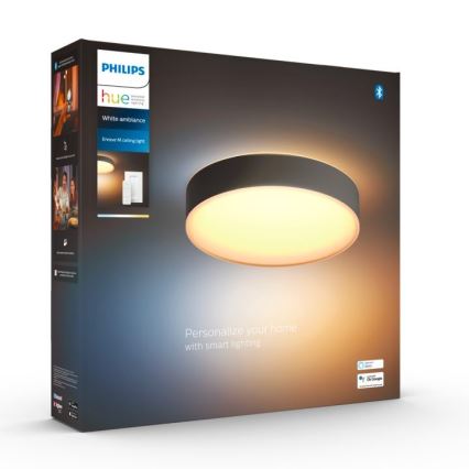 Philips - Светодиодный потолочный светильник с регулированием яркости Hue LED/19,2W/230V 2200-6500K диаметр 381 мм черный + дистанционное управление