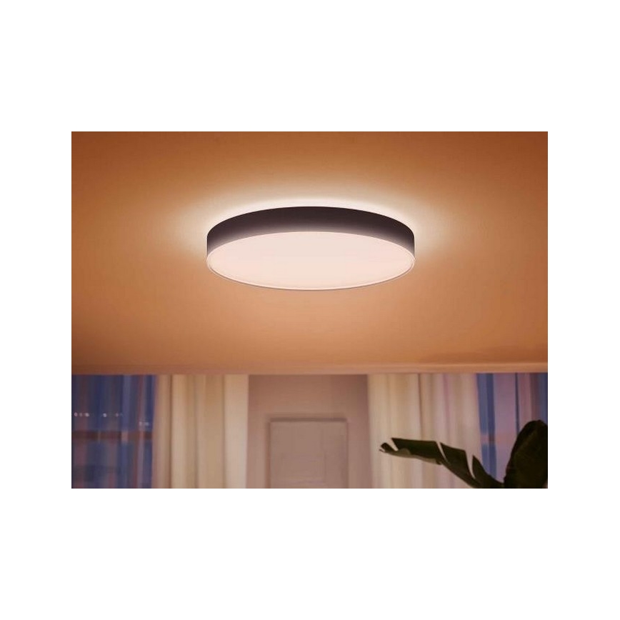 Philips - Светодиодный потолочный светильник с регулированием яркости Hue LED/48W/230V 2200-6500K диаметр 551 мм черный + дистанционное управление