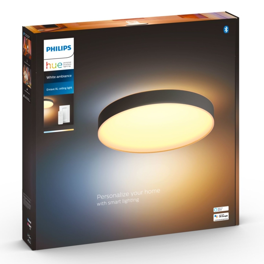 Philips - Светодиодный потолочный светильник с регулированием яркости Hue LED/48W/230V 2200-6500K диаметр 551 мм черный + дистанционное управление